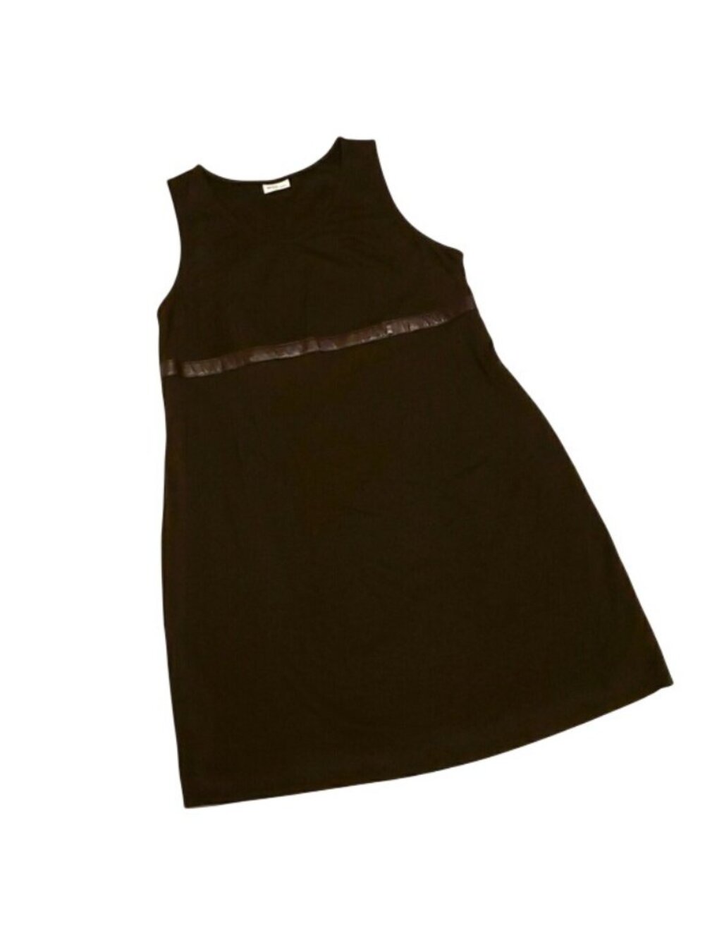 Retro Mimi Maternity Brown Sleeveless Dress Faux Leather Trim Women's Maternity